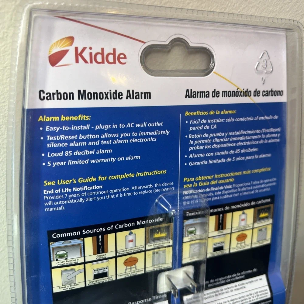 Kidde KN-COB-DP-H Carbon Monoxide‎ Alarm AC Plug In Detector New Sealed